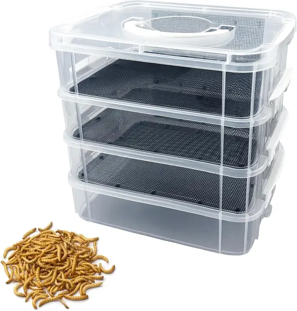 Mealworm Breeding Kit Four-Layer High Capacity Mealworm Farm To Breed Live Mealworms for Bearded Dragon and Reptiles Mealworm Breeding Kit Four-Layer High Capacity Mealworm Farm To Breed Live Mealworms for Bearded Dragon and Reptiles