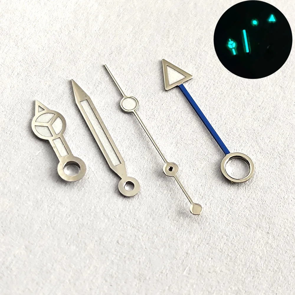 Enhanced GMT Luminous Watch Hands in Blue & Green