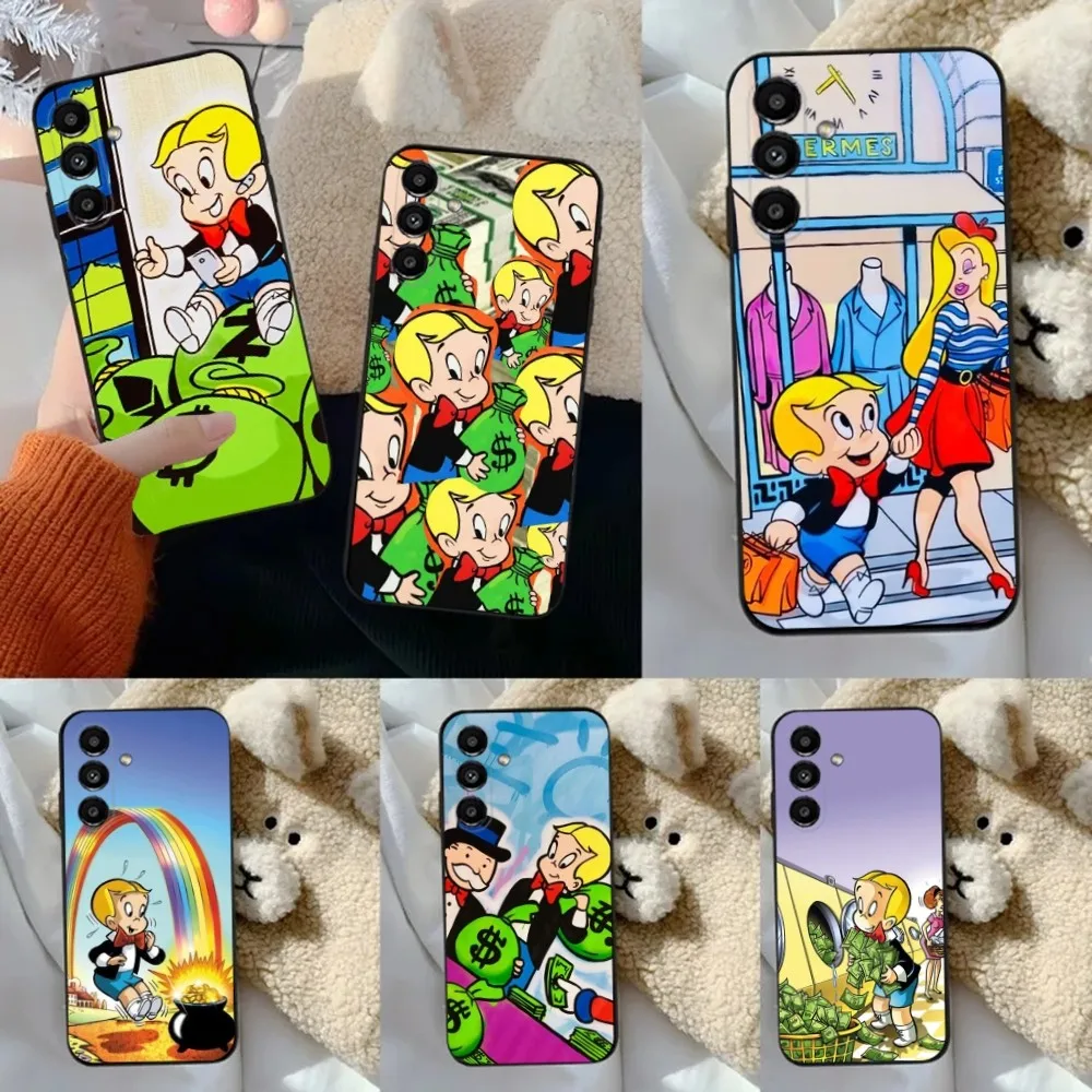 Милый Richie R-Rich чехол для телефона Samsung S24,23,22,30,21,10,9,Ultra,Plus,Lite,FE,5G, черный мягкий чехол