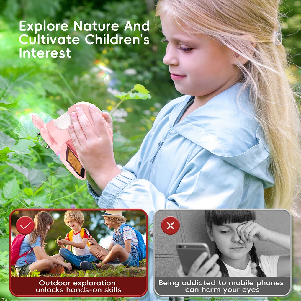 1000X Portable Labsters Kids Microscope 2 Inch HD IPS Color Screen Handheld Microscope with LED Light For Taking Photo/Video