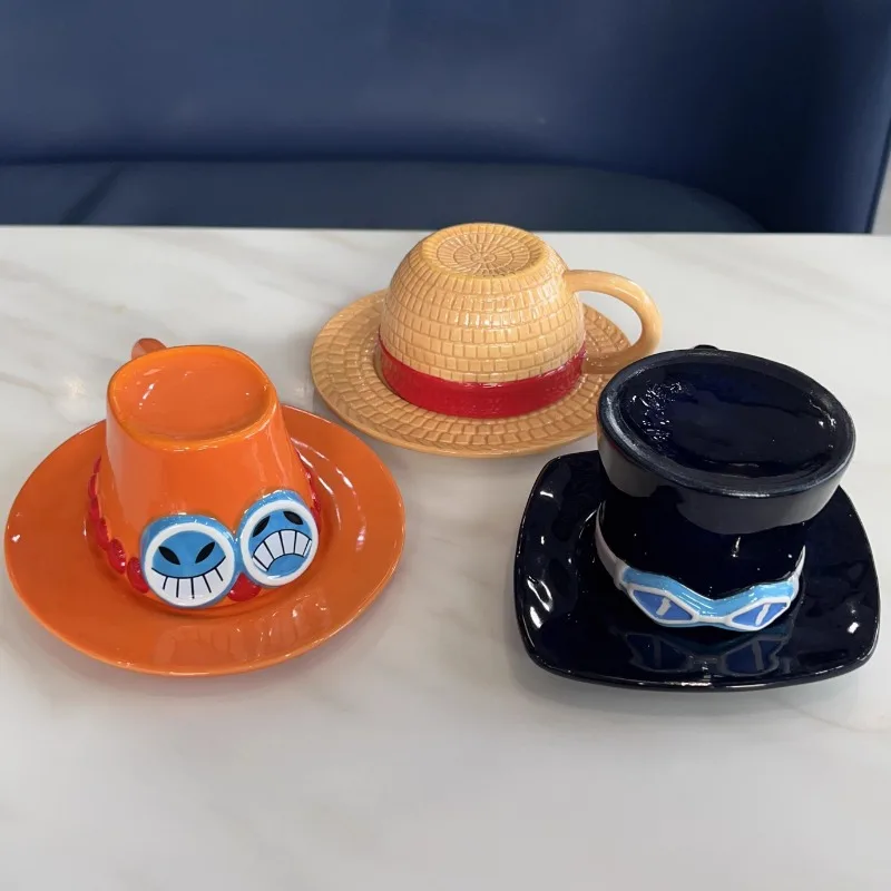 

One Piece Anime Mug Water Cups Cosplay Creative Three Brothers Hat Shaped Coffee Cup Hat Ceramic Coffee Cup Parties Cosplay Mug