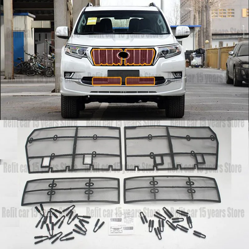 

Стальная передняя решетка для защиты от насекомых, сетка для Toyota Prado fj150 2018 2019 2020 2021