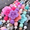 Baby Teether Pacifier Chain Silicone Wood Beads Pacifier Clips Infant Nipple Appease Soother Chain Clip Dummy Holder Nipple Clip 5