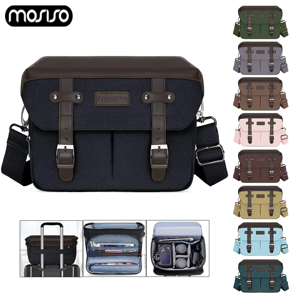 Mosiso-bolsa Mensageiro Câmera Dslr Slr Fotografia Mirrorless Vintage pu Leather Flap Bolsa de Ombro Crossbody para Canon Nikon Sony