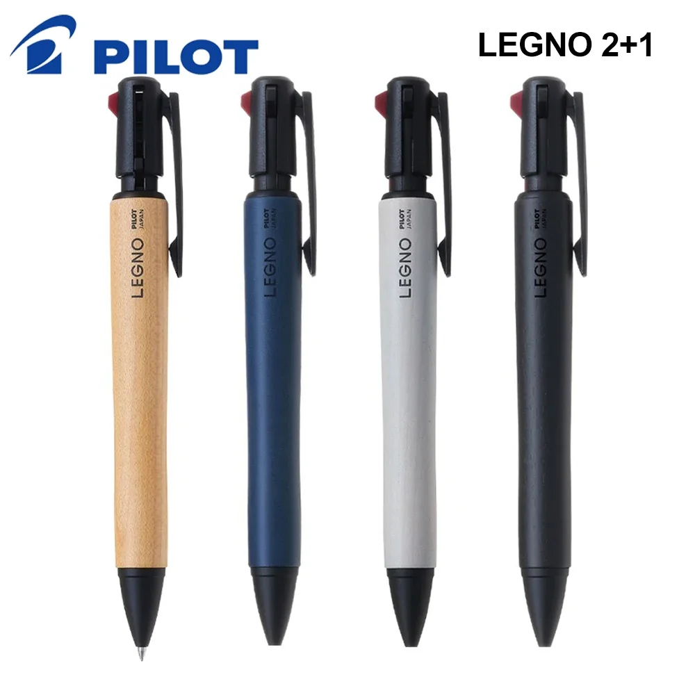 Multifunction Pen Wooden Rod Oil Ballpoint Pens Mechanical Pencil 1pcs Japan Pilot LEGNO 2+1 Black Red Core School Supplies multifunction pen