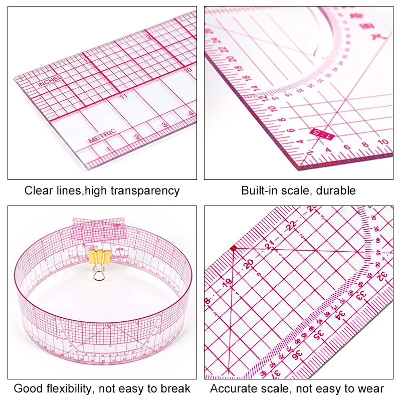 Sewing Tool 1Pcs Accessory Transparent Metric Straight Tailor Ruler Measuring For Fabric Patchwork Cloth Cutting Quilting Rulers