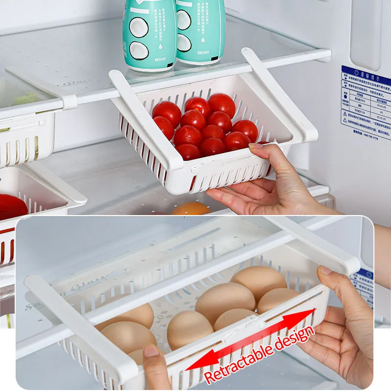 Expandable Fridge Storage Box Refrigerator Organizer Food Eggs