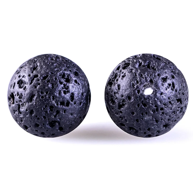 Natural Lava Stone Beads Black Round Volcanic Rock Jewelry Making