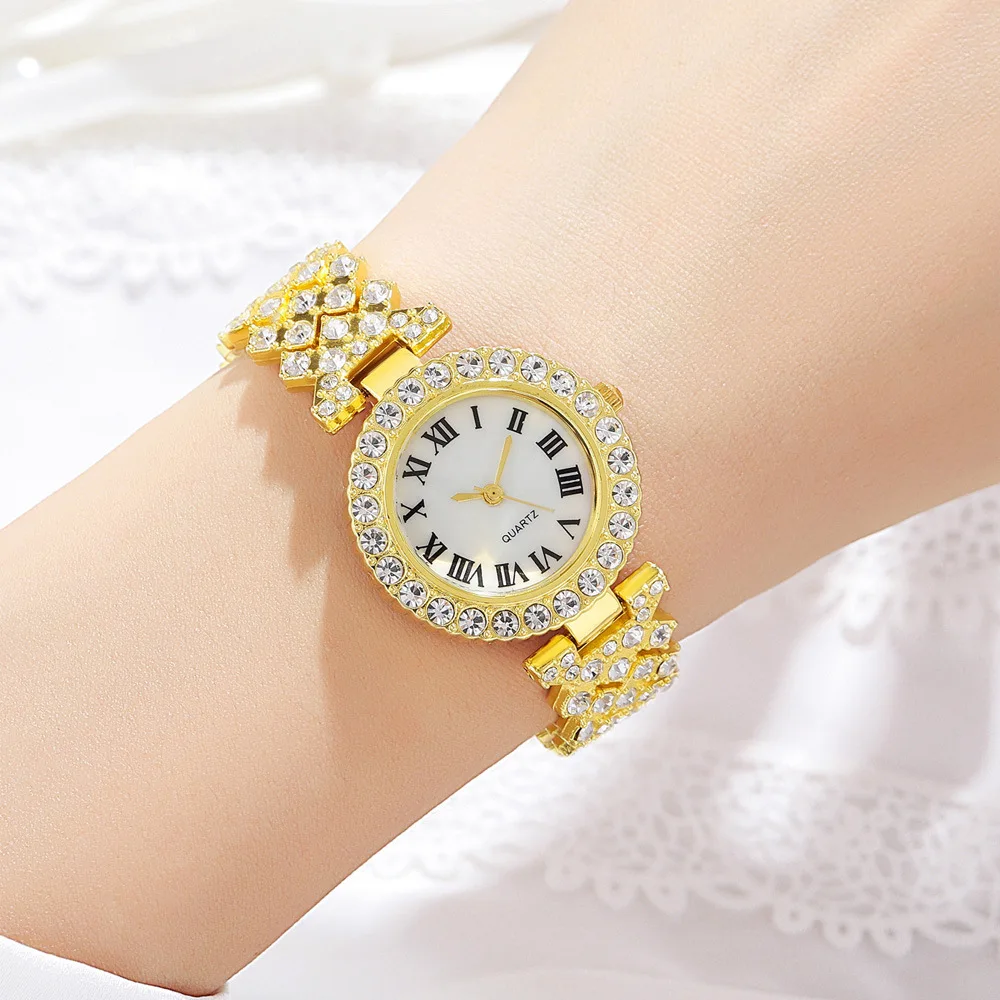 Luxury 5Pcs Crystal Women's Watch Bracelet Set