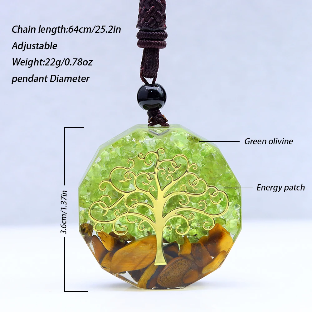 Orgone collana generatore guarigione Reiki verde olivina albero della vita Chakra Orgonite ciondolo energia collane gioielli da meditazione