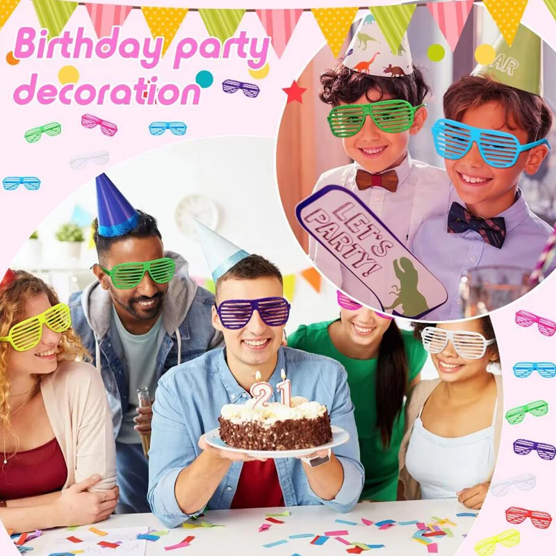 6pcs Shutter Shades Glasses Shutter Sunglasses Neon Color Shutter