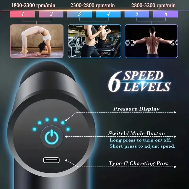 Fascial Massage Gun Electric Percussive Therapy Massager Body Relaxation With 4 Replaceable Head Can Muscle Recovery Gift Giving 2