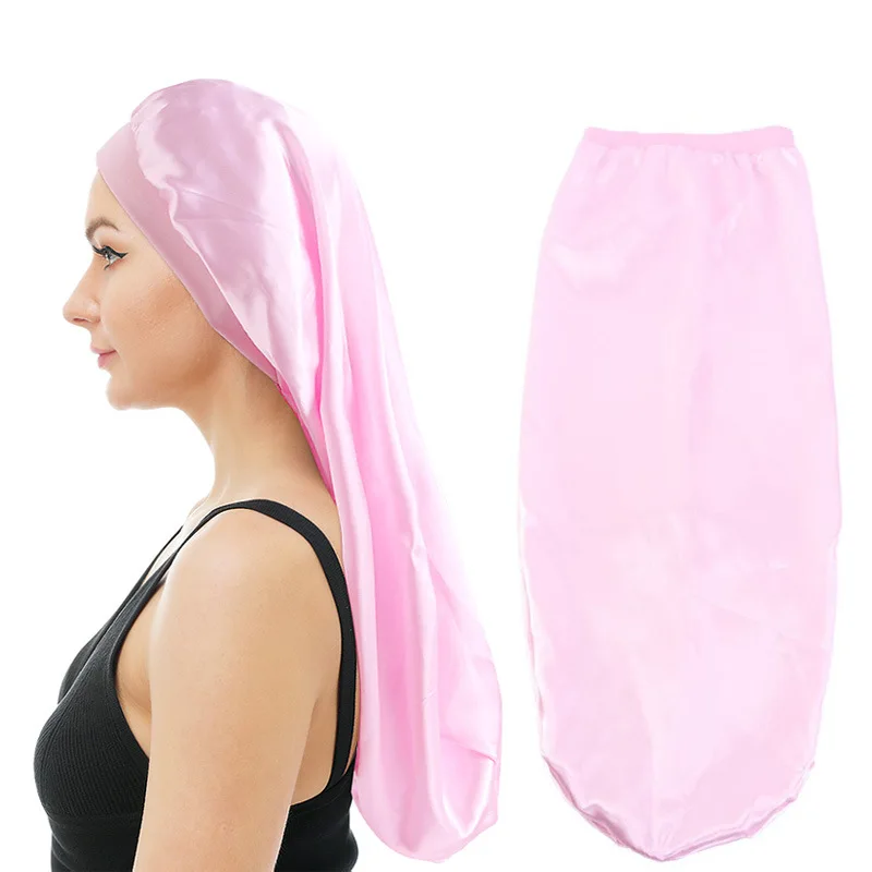

Satin Sleep Cap for Long Hair Silk Long Bonnet with Soft Elastic Band for Natural Curly Hair Braids Dreadlock