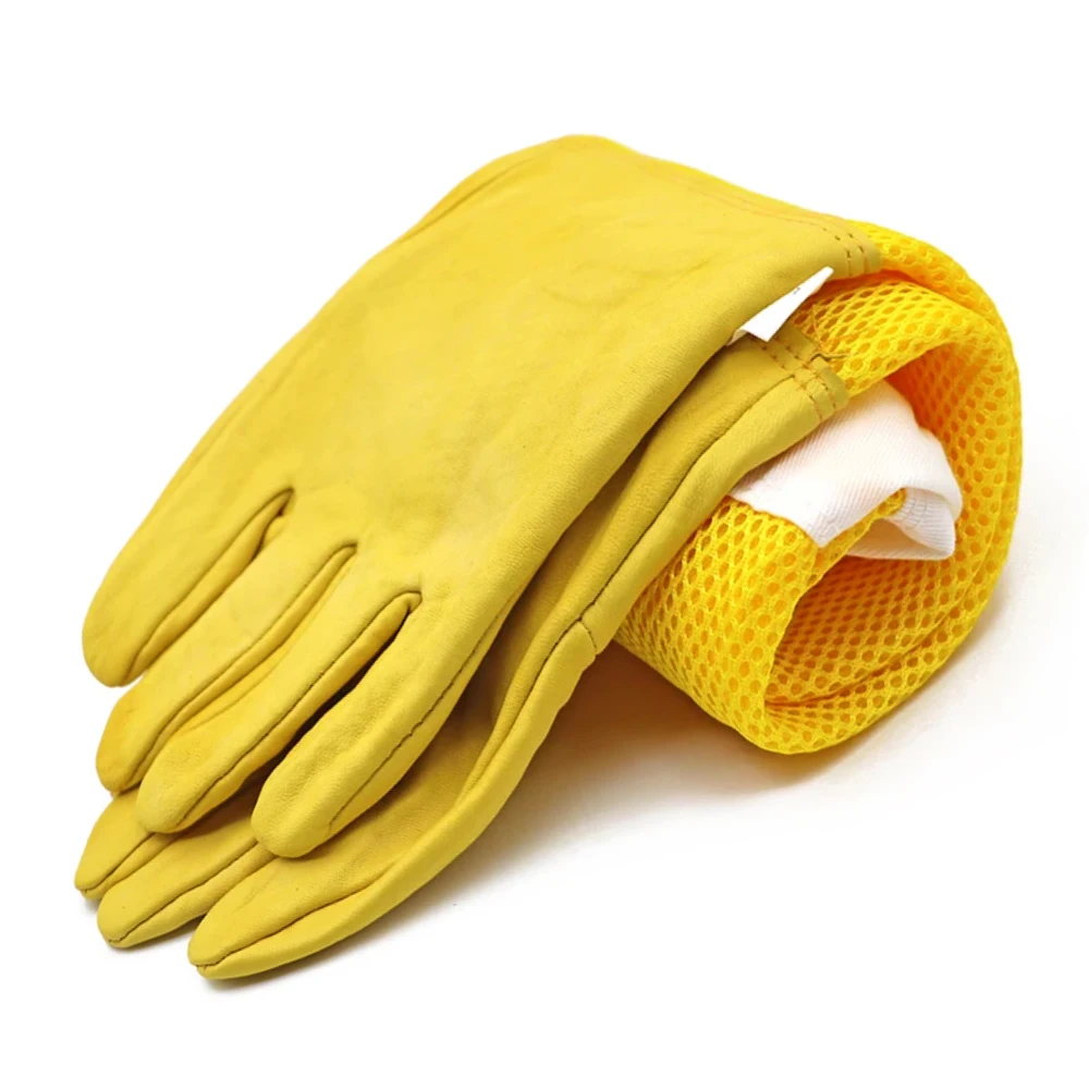 Ventilated 3 Layer Sheepskin Beekeeping Gloves Long Sleeve Anti Sting