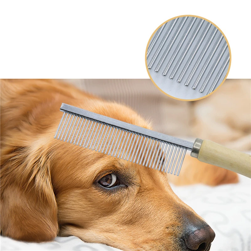 Wooden Handle Pet Grooming Comb for Dogs & Cats 4