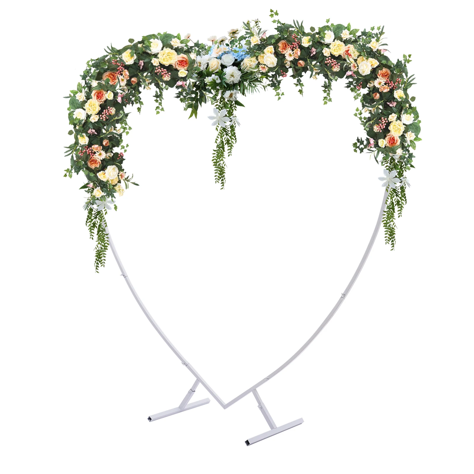 Metal Wedding Arch, 6.89ft (2.1m) Heart-Shaped White Arch Climbing Frames for Wedding Birthday Photo Background Decorations