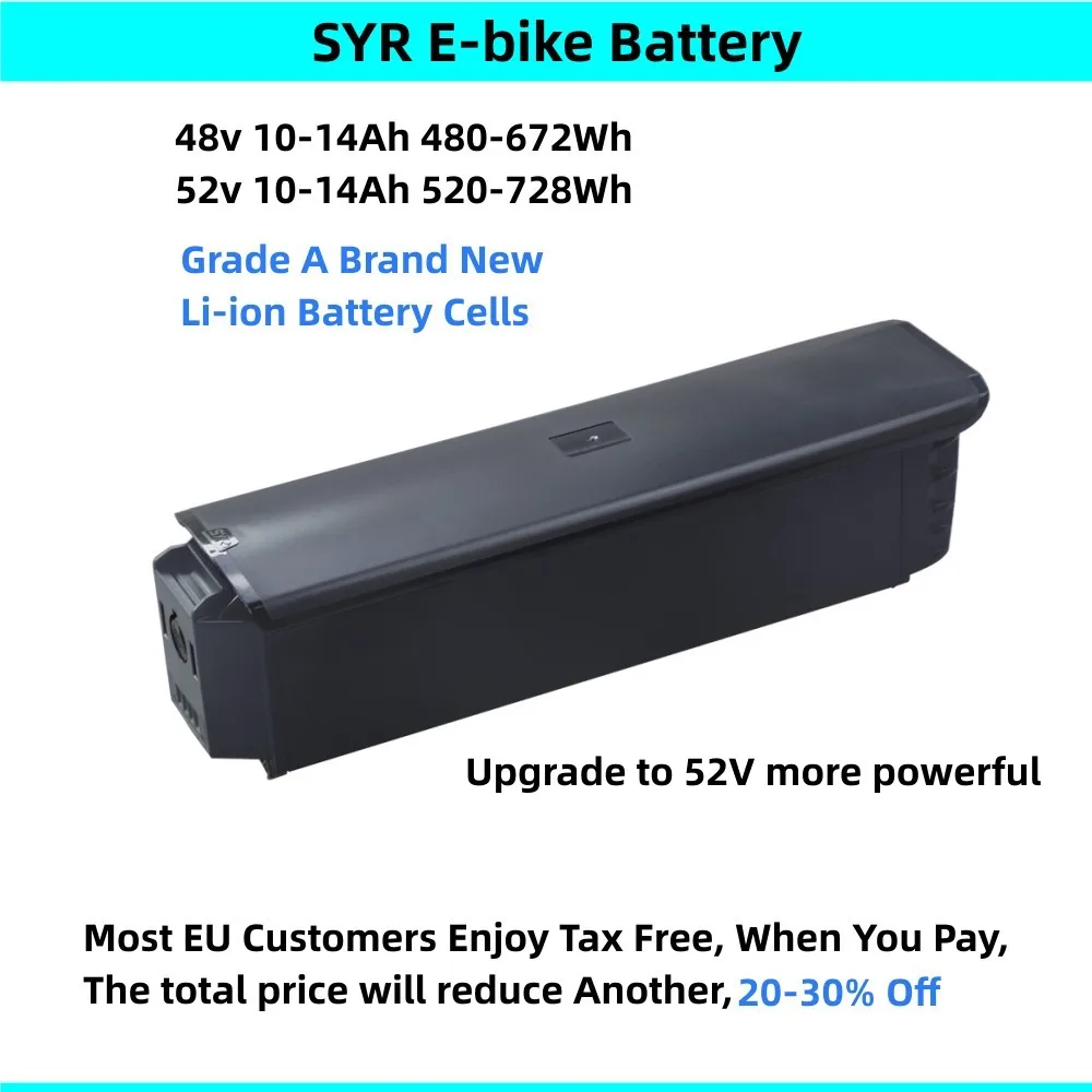 

SYR Ebike Battery 48V 10Ah 10.4Ah 12.8Ah 13Ah 14Ah for Igo Discover Berri Atwater Outland Aventon Level Step Through E-bike