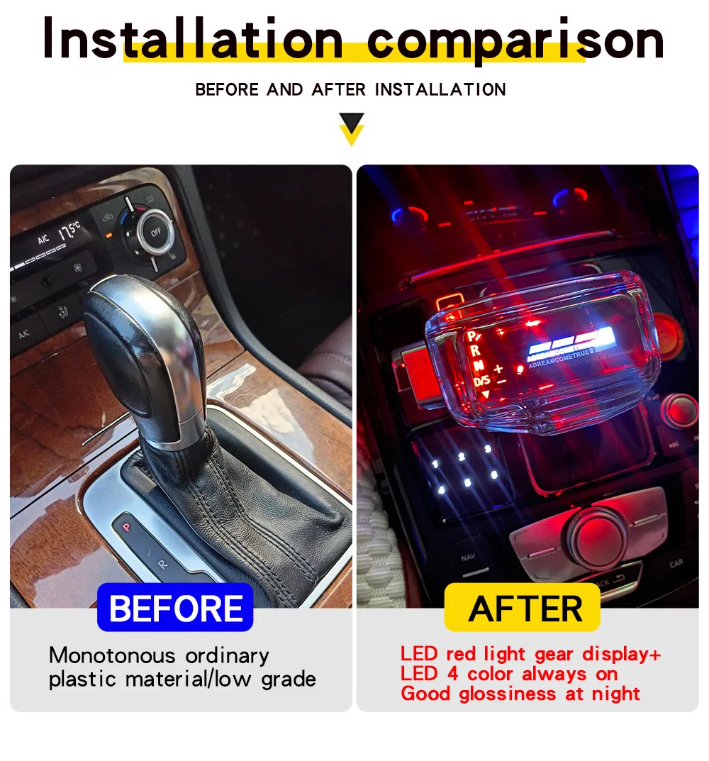 LED Crystal Gear Shift Knob For VW Golf 7 MK6 MK7 GTI Passat B7 B8 Tiguan Skoda