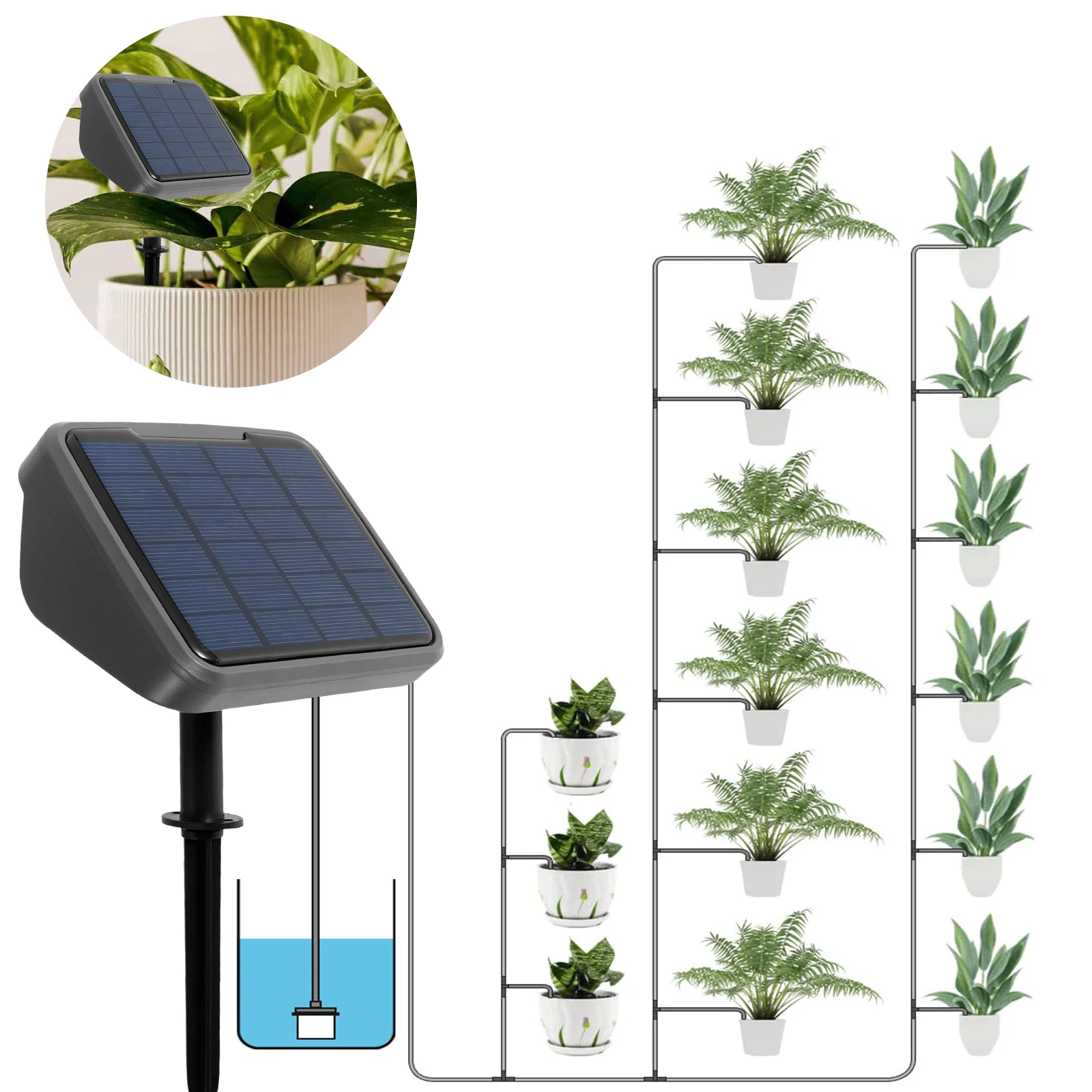 

New Solar Automatic Drip Irrigation Kit with Timer Waterproof Solar Plant Watering Devices with 15m Hose Easy DIY Solar Drip