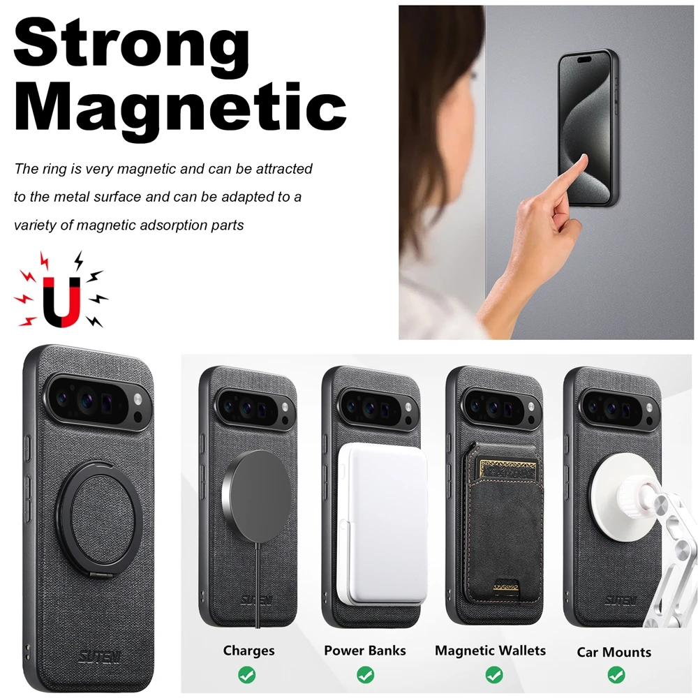 Magnetic Magsafe Phone Case with Ring Bracket and Bumper Shell