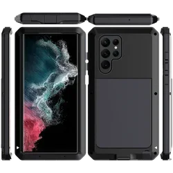 Luxury Doom Armor Heavy Duty Metal Phone Case Cover - Samsung S22 (Black)