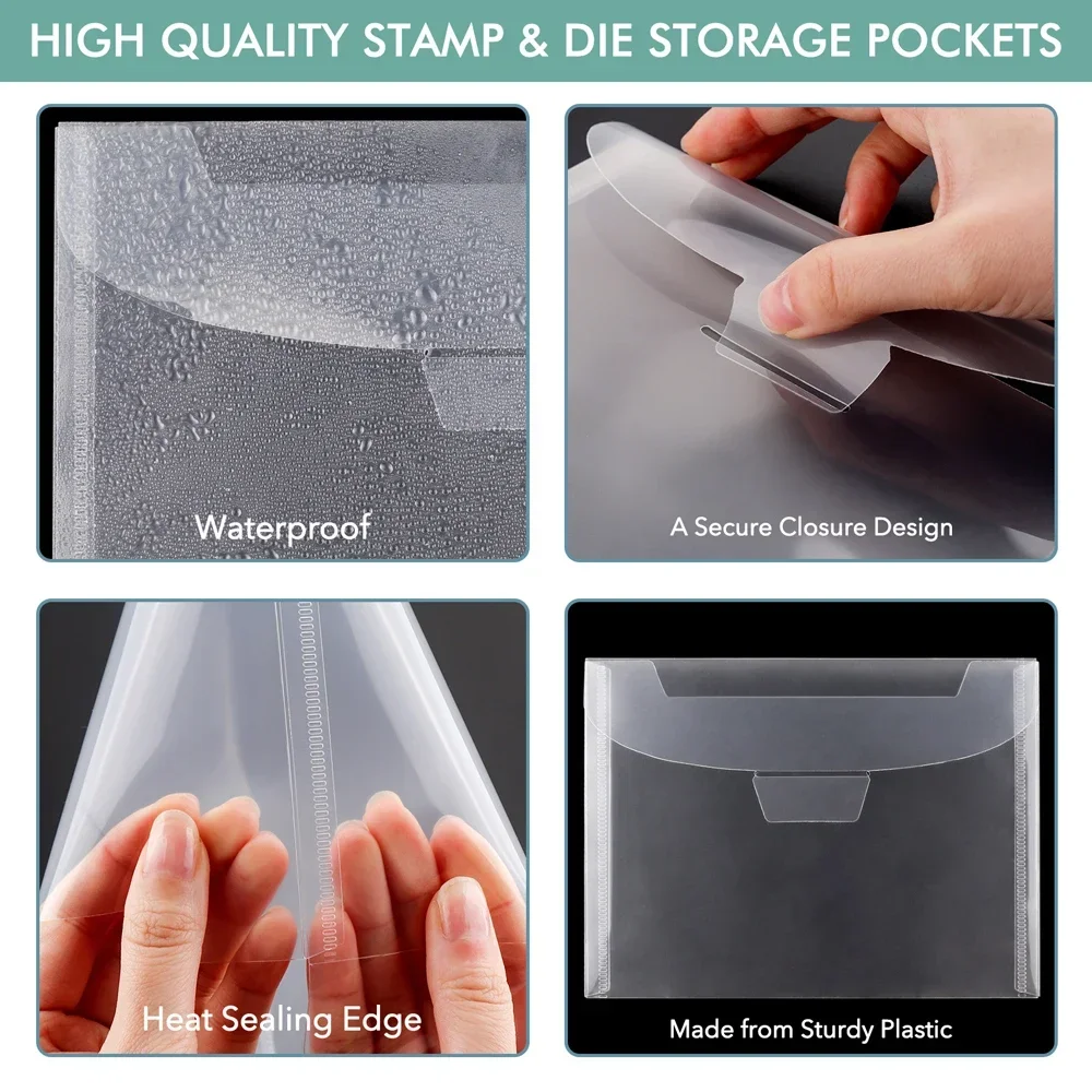 10pcs/set Clear Stamp&Die Storage Bag Resealable Plastic Envelopes Pockets For Cut Dies Stencil Folder Crafts Organizer Holder