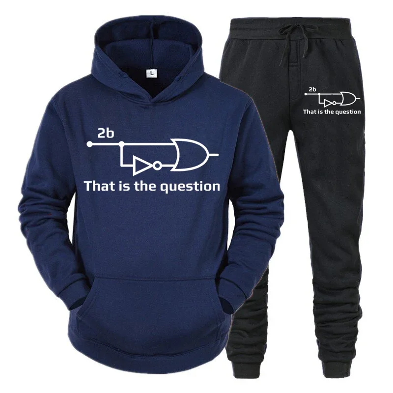 thumbnail image 1 of Conjuntos de otoño para hombre "Ingeniero eléctrico que es una pregunta" Sudadera con capucha divertida + Pantalones Trajes de 2 piezas Ropa deportiva de manga larga Pantalones de jogging, 1 of 5