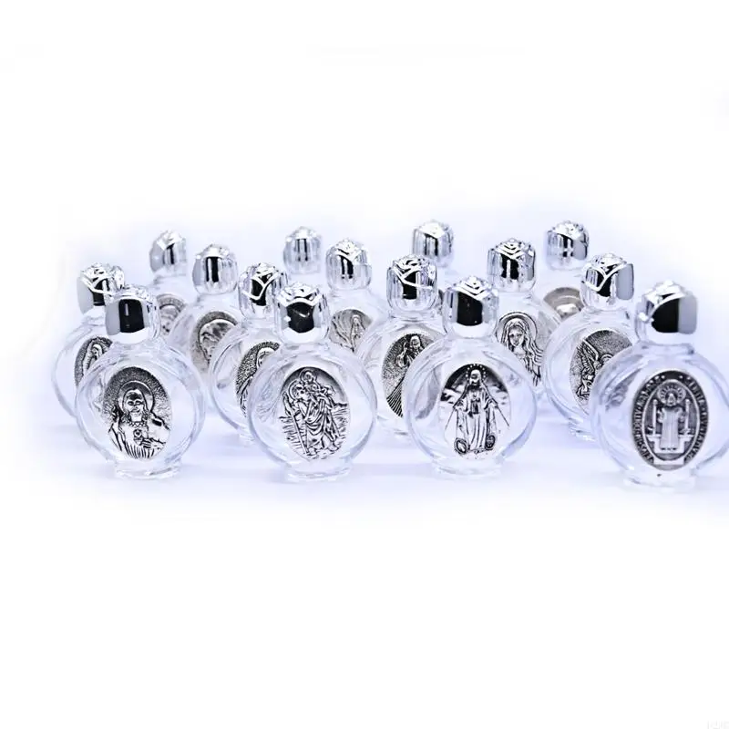 U2JC Empty Holy Water Bottle with Lid Clear Glass Praying Supplies