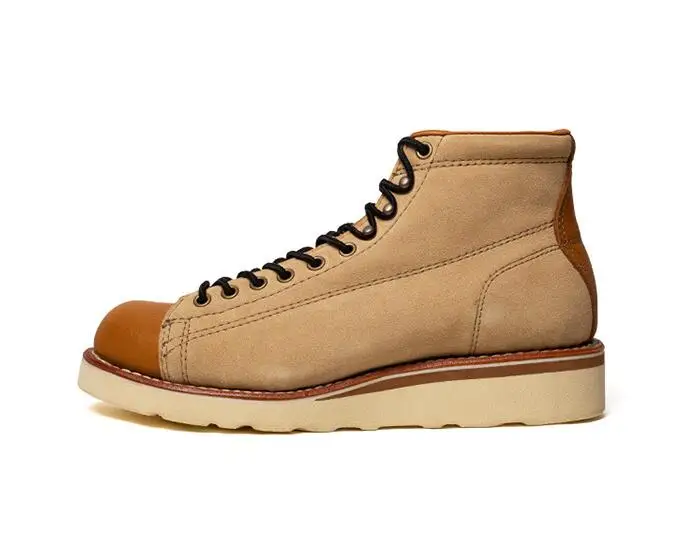 

winter Goodyear short men boots handmade suede Leather work Boots outdoor lace up High quality Martin boots