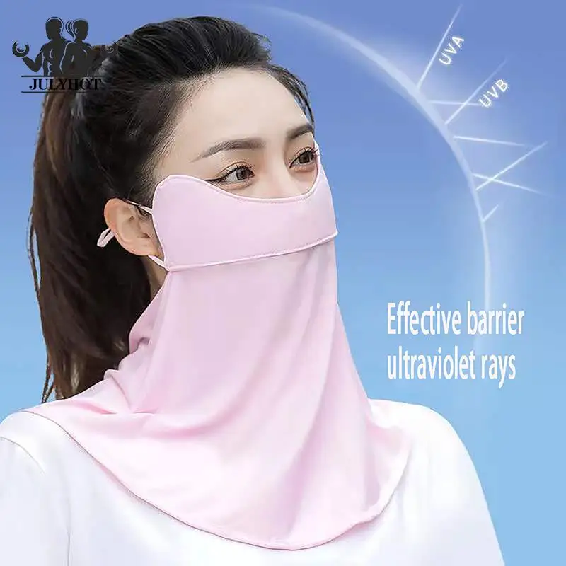 Women Summer Sunscreen Mask Outdoor Anti UV Quick drying Face Cover Scarf Breathable Neck Protection Hang
