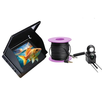 Underwater Fishing Camera 4.3 Inch IPS Monitor Ice Fishing Camera 220° Fish Finder Night Vision Waterproof for Ice Lake Fishing 6
