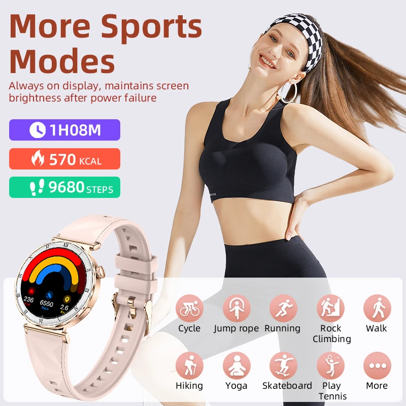LIGE 1.19"AMOLED Smart Watch Women Bluetooth Call Smart Watches Laides Waterproof Heart Rate Monitor Bracelet Smartwatch Mujer