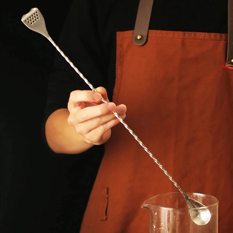 40cm Stainless Steel Cocktail Bar Spoon Japanese Style Best Bartender Bar With Strainer Tail Silver Copper Gold Barware