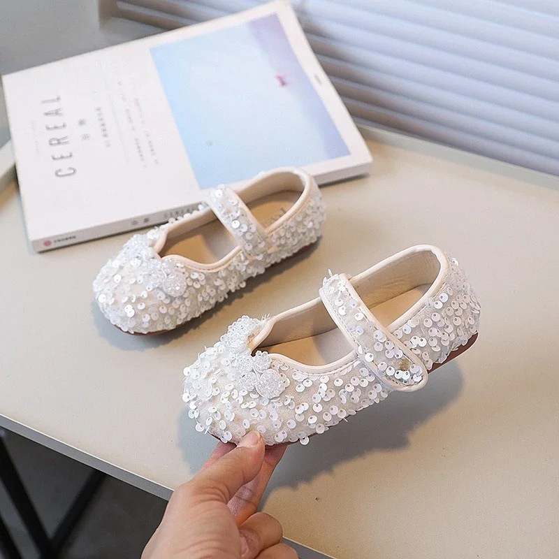 Girls Leather Flat Shoes for Wedding Party