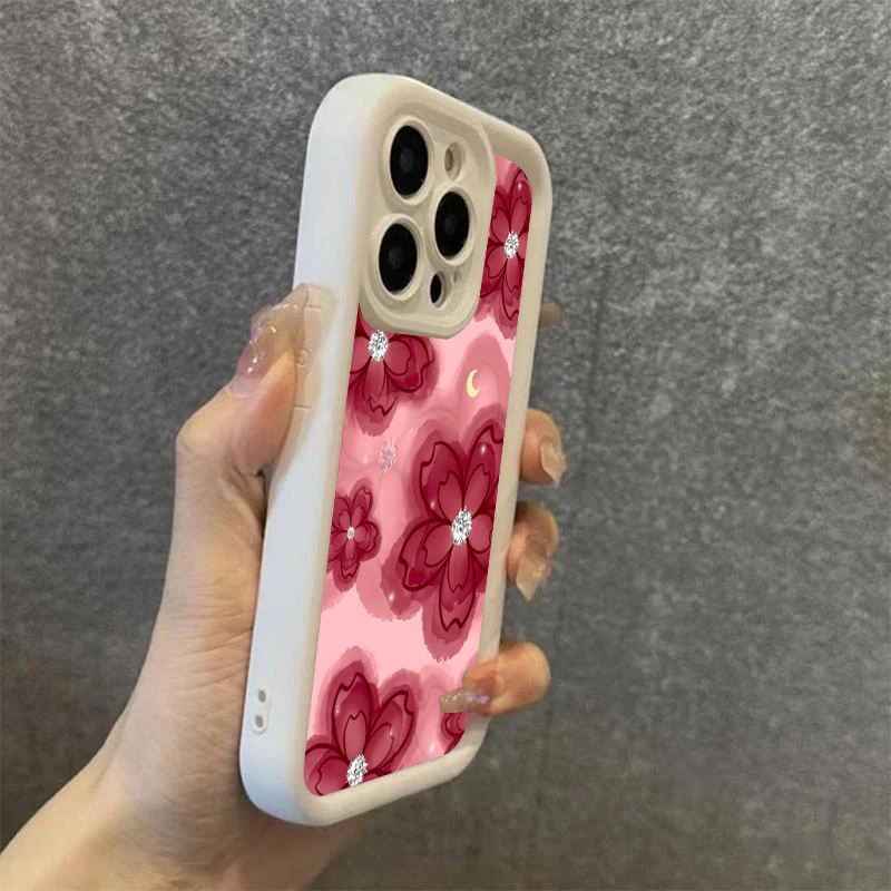 Elegant Diamond Floral Design Silicone Soft Phone Case