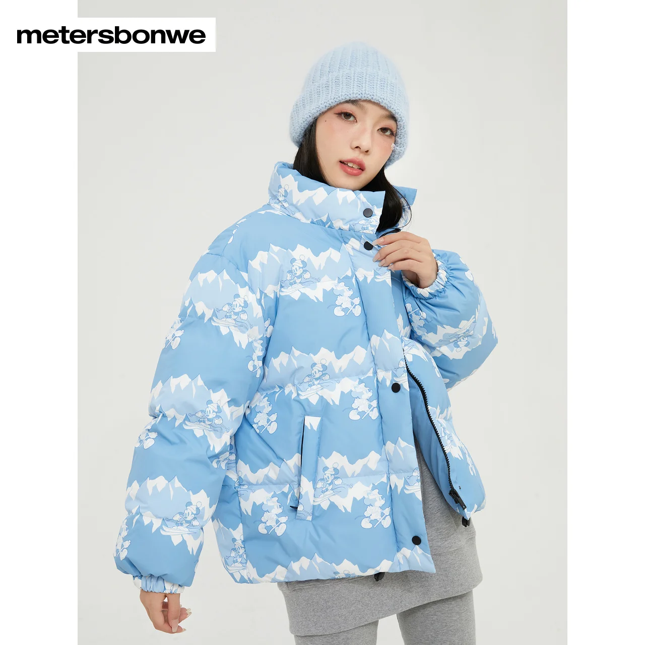 Metersbonwe Cartoon Print Down Jacket Women New Winter Eiderdown Short Thick Stand Collar Warm Wear High Quality Top Brand