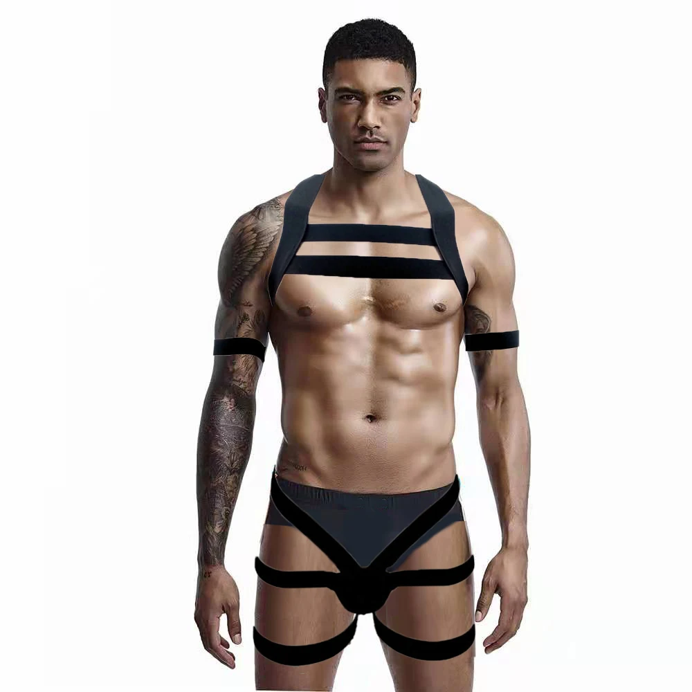 

cross-dressing Club Party Undershirts Harness Chest Sexy Mens Strap Erotic Lingerie Bandage Thongs Underwear Clubwear Gay Sissy