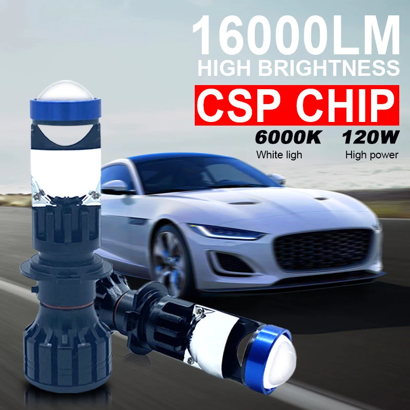 

Canbus лампа H4 H7 светодиодный ная супер мини-линза проектора 120 Вт автомобильная лампа лм комплект для преобразования дальний/ближний свет фара 12 в 24 В RHD