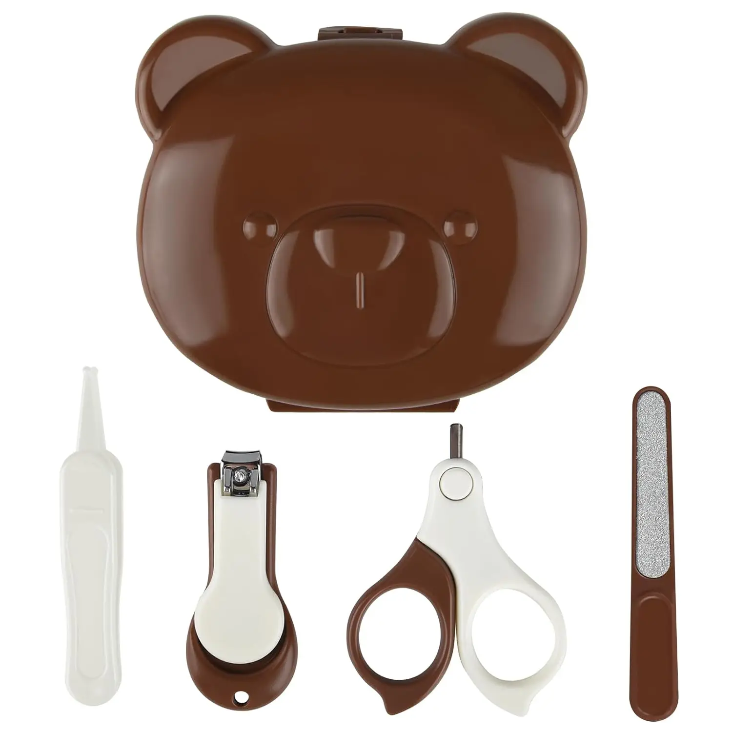 Baby Nail Kit, 4-in-1 Baby Nail Care Set with Cute Case, Clippers, Scissors, File & Tweezers, Manicure Kit