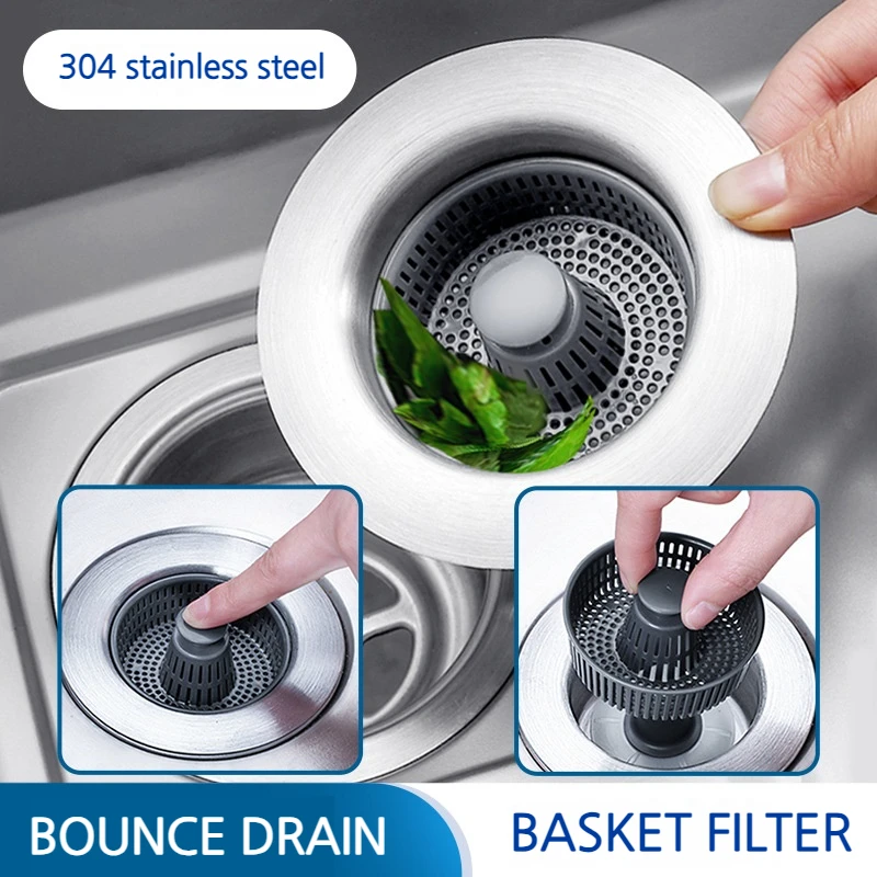 304 Stainless Steel Sink Drain Filter Strainer Mesh Basket Sink Aid Drain Filter for kitchen Accessories