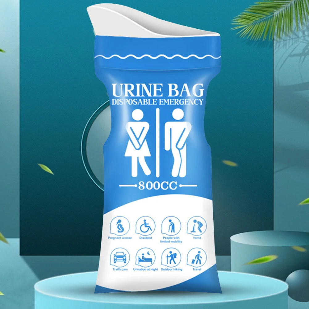 800 ML 응급 소변 가방 휴대용 캠핑 오줌 가방 캠핑 하이킹 임신 환자 어린이를위한 여행 소변 가방