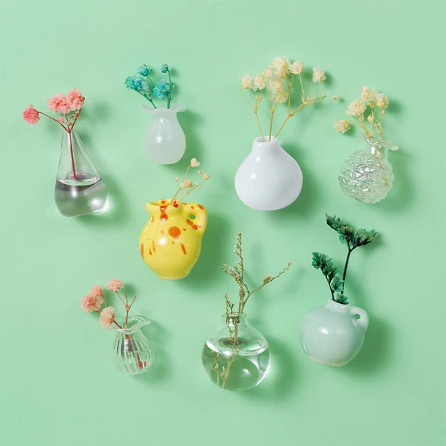 WAGHAVEN 8-Piece Mini Magnetic Vases For Refrigerator - 3D Fridge Magnet Flower Pot Decor (Resin, Strong Hold) - View #7