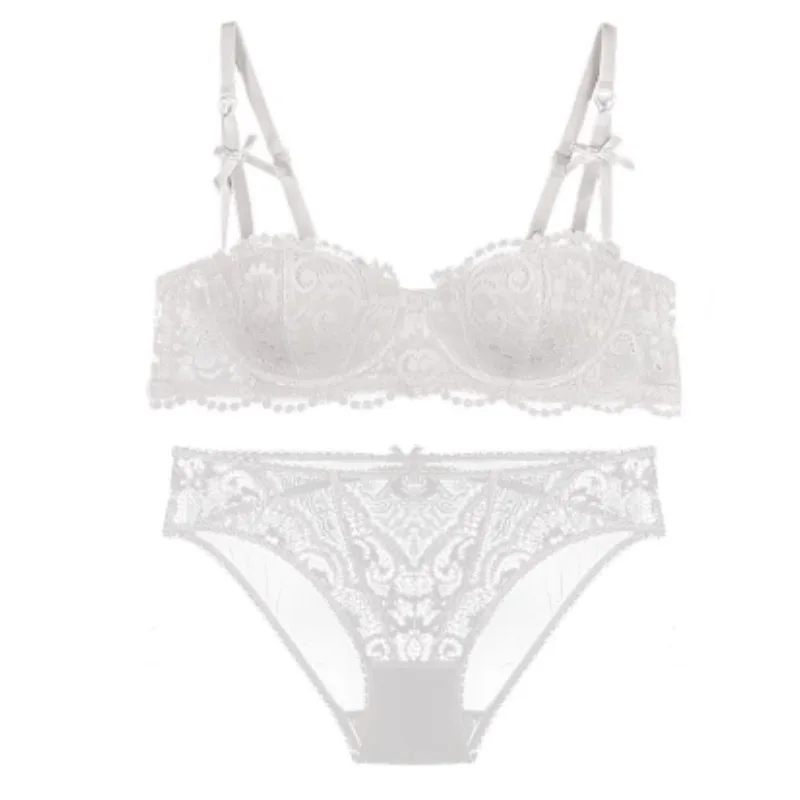 Front view of red lace low waist briefs