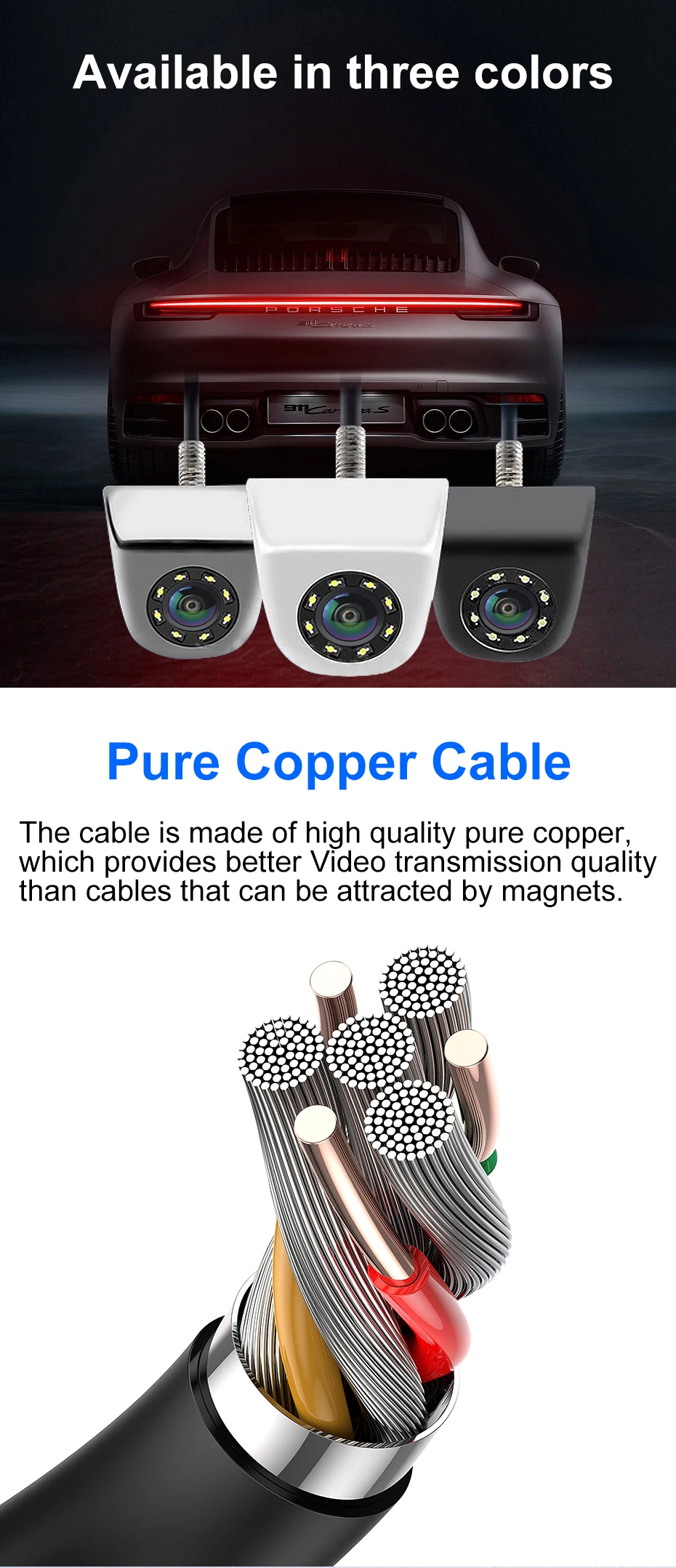 AHD Night Vision Reversing Auto Parking 170 Degree Car Rear View Camera Waterpro