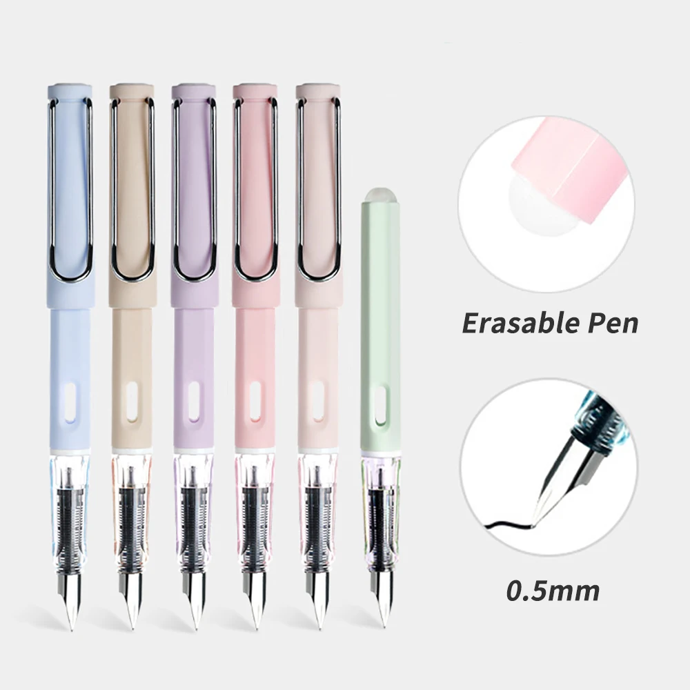 Erasable Gel Pen Refill Stick Set 0.5mm Washable Grip Erasable Fountain Pen for School Pen Writing Tools Kawaii Stationery
