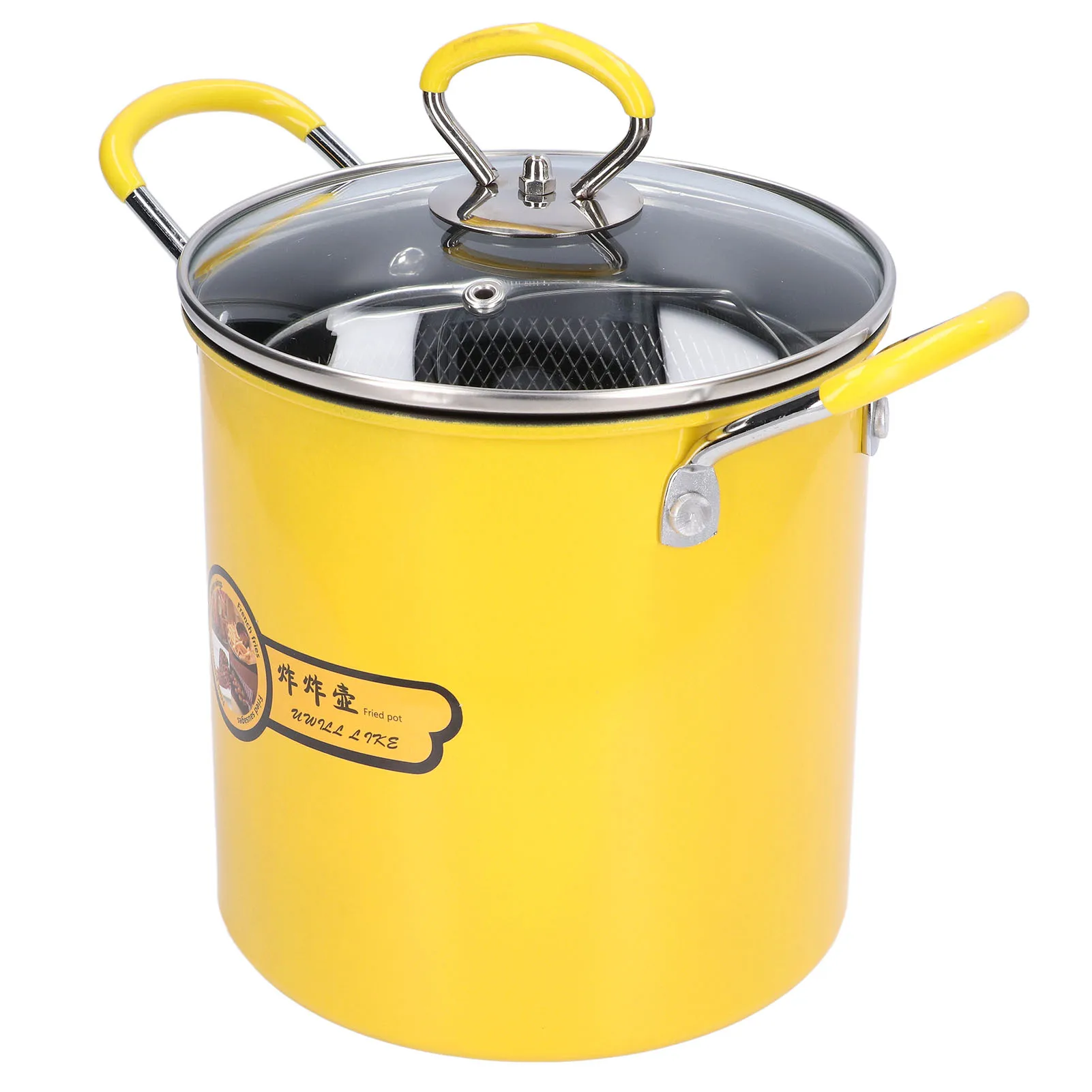 3L Mini Deep Fryer Pot Stainless Steel Japanese Frying Pot with Oil Filter Rack Lid for Home Kitchen 3