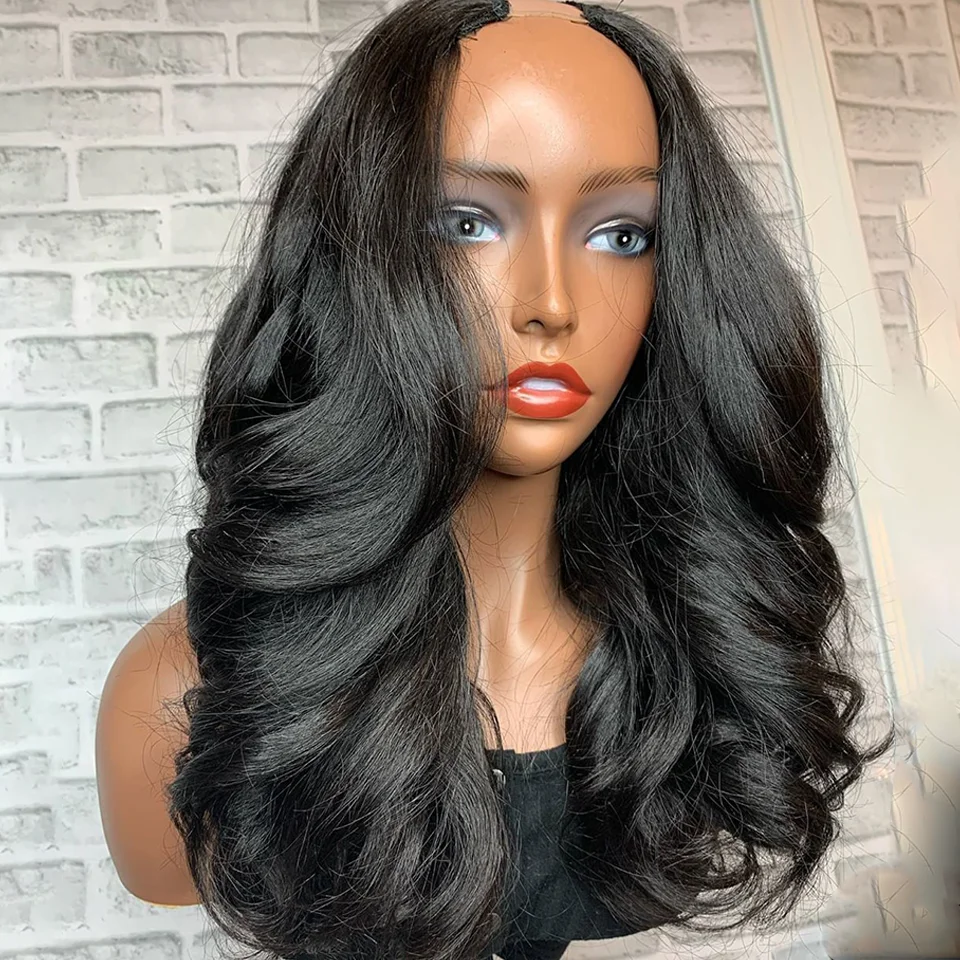 

24 inch Body Wave U Part Wig European Remy Human Hair Wigs 180 Density Jewish Natural Color Soft Glueless Wig For Black Women