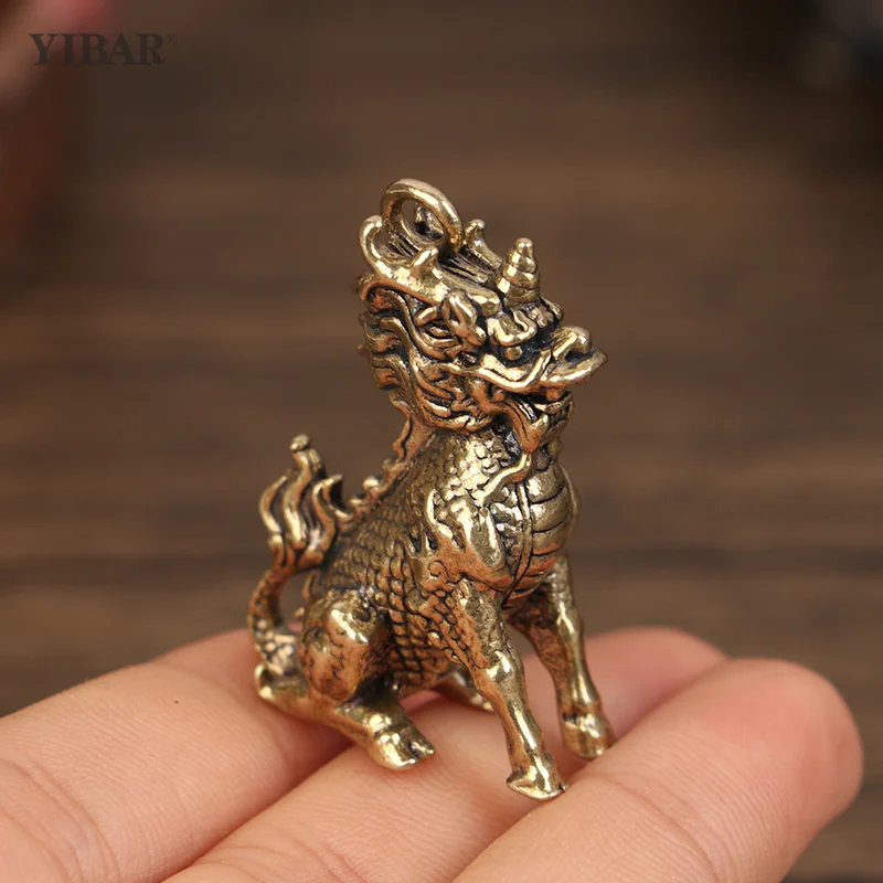 

Винтажная Статуэтка Qilin Luck Animal Fengshui, статуэтка богатства, латунный декор, процветание, украшение в китайском стиле