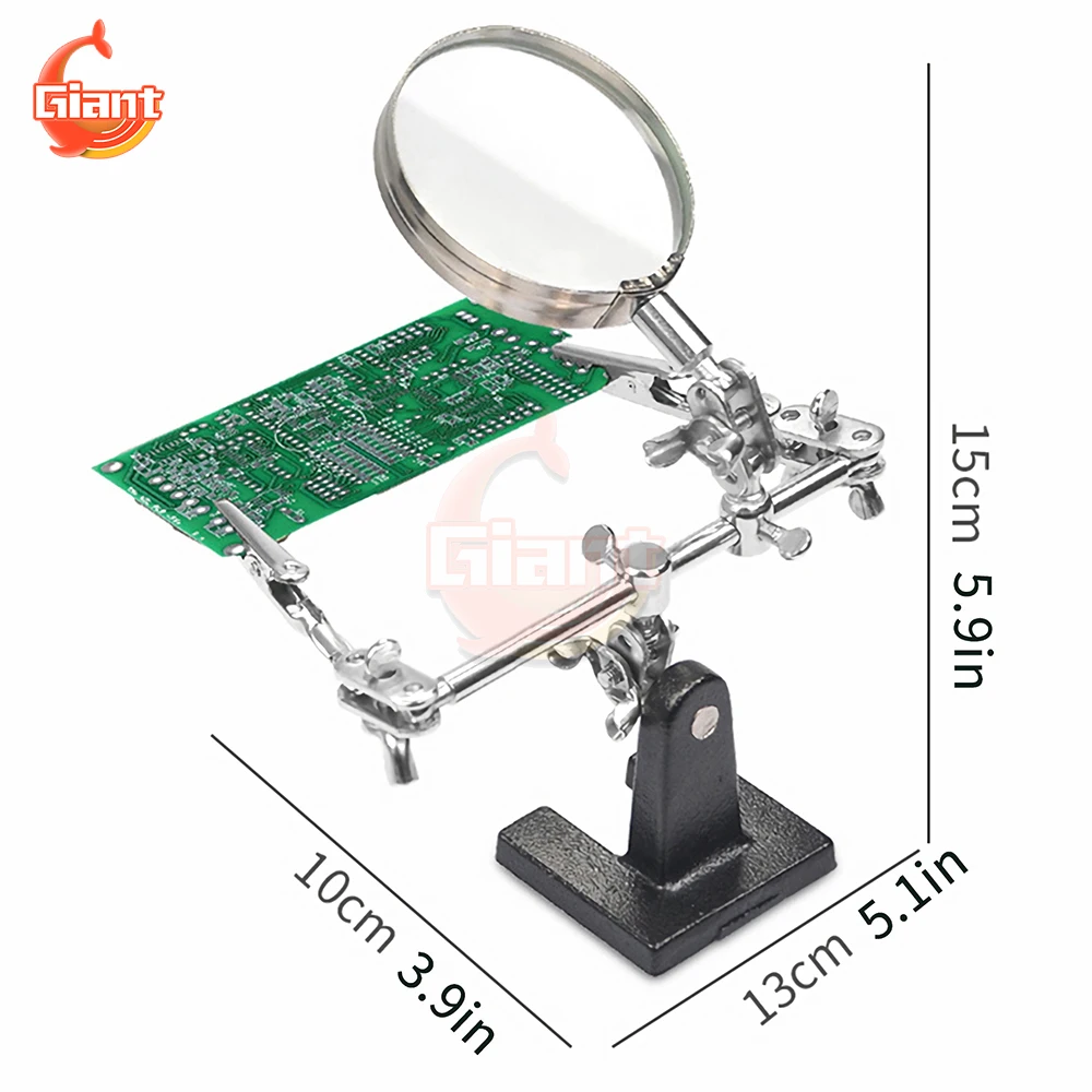 Portable Magnifier Soldering Station Adjustable 5X Magnifying Glass Auxiliary Clamp Soldering Stand Welding Rework Repair Tools