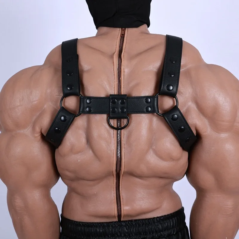Silicone Simulation Upper Muscle Set with Arm False Abdomen Men Bodysuit Shapewear Corset Top